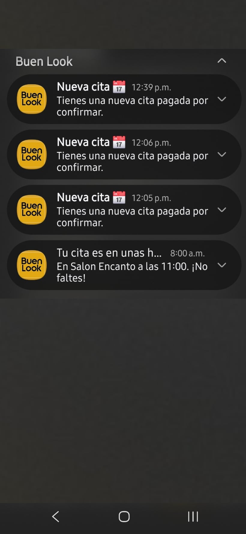 Recordatorio de cita en Buen Look